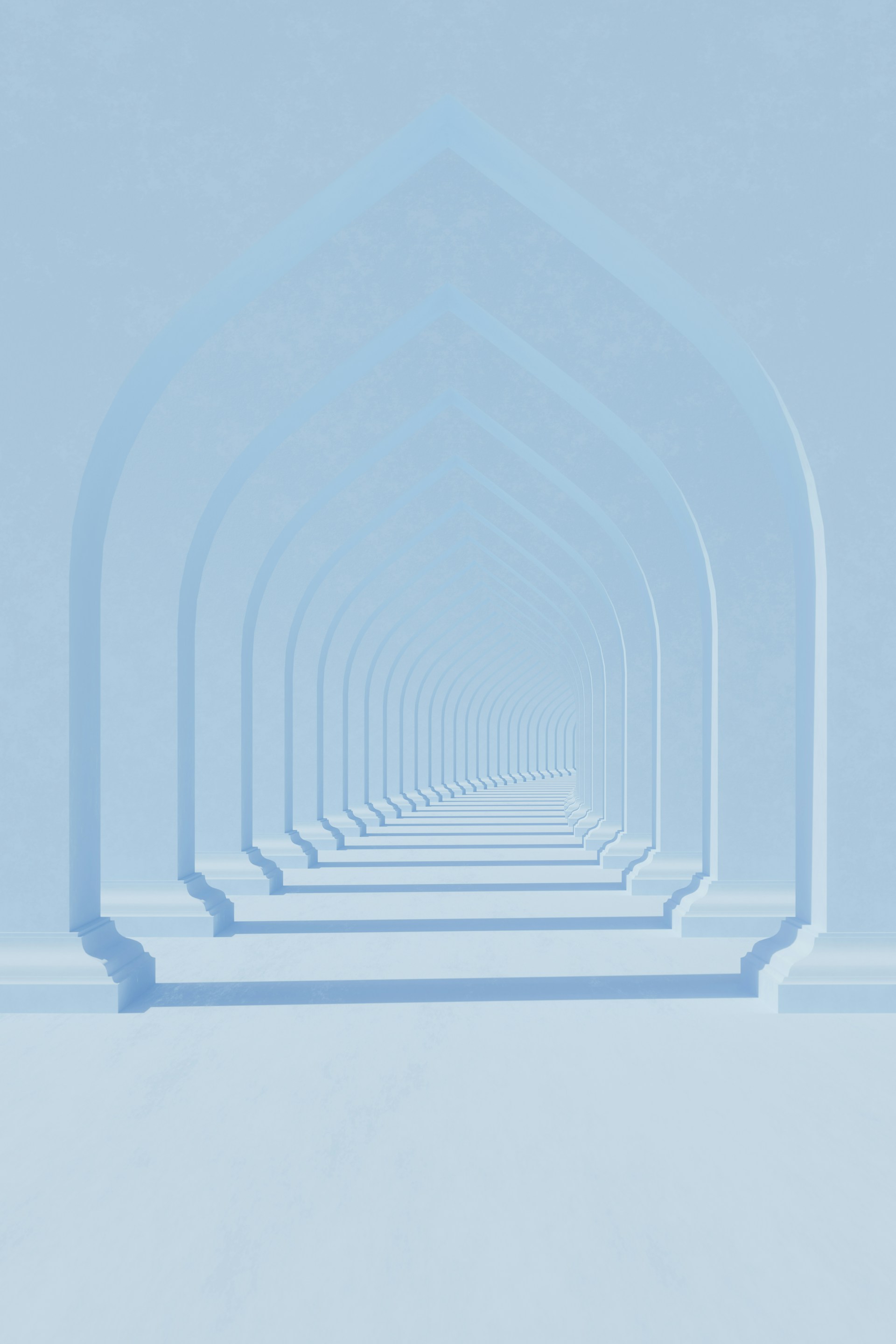 a row of arches in the middle of a room