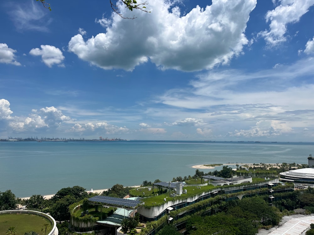 a view of the ocean from a high point of view