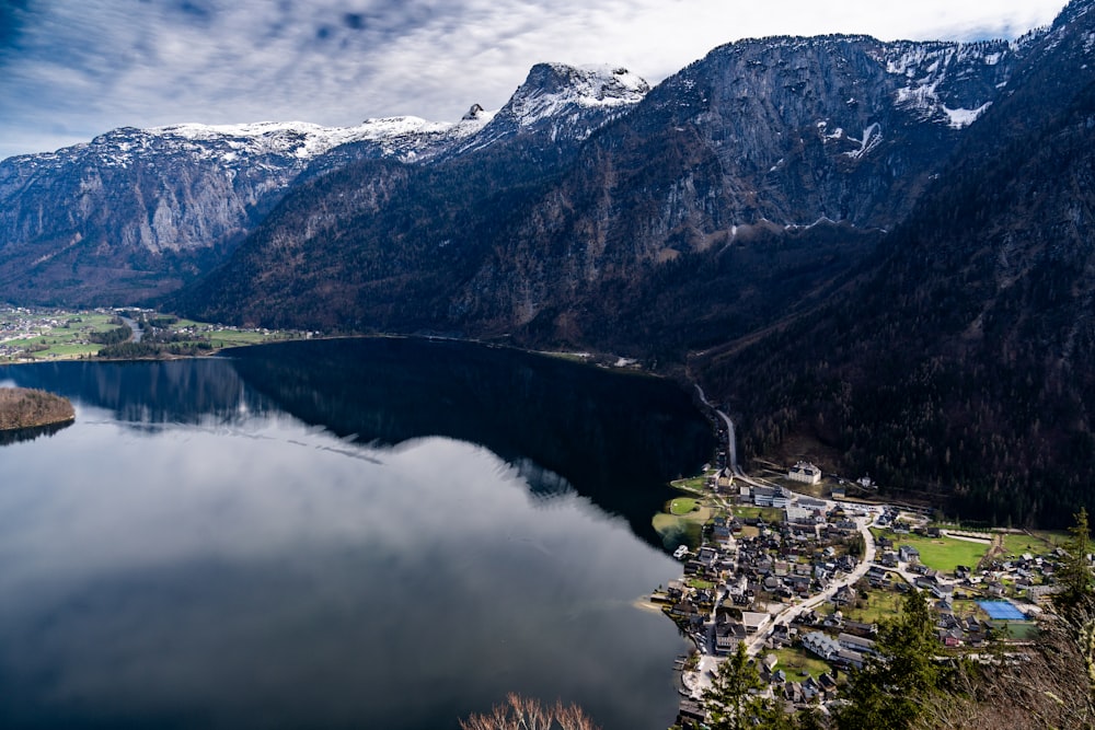 a large body of water surrounded by mountains