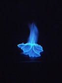 a blue flame is seen in the dark