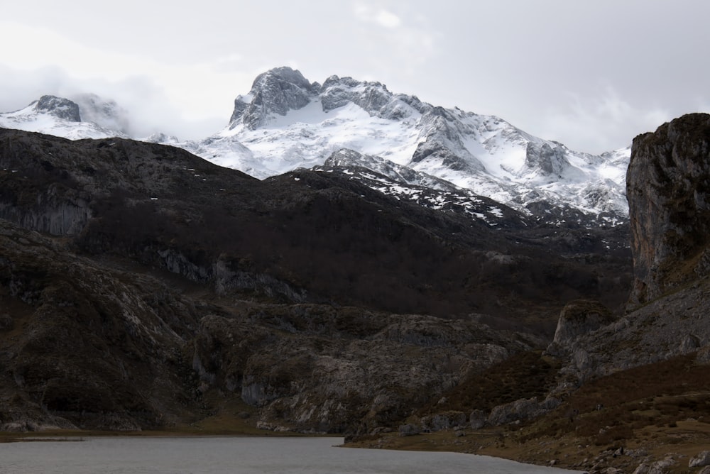 a view of a mountain range from a road