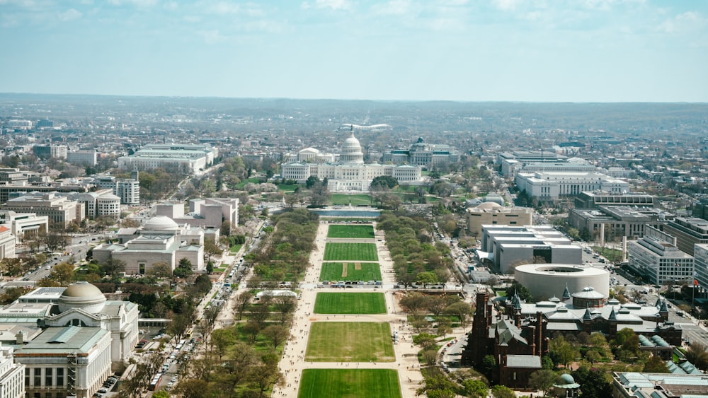 an aerial view of the capital building in washington d c