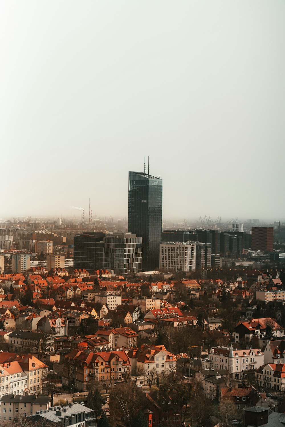 a view of a city from a tall building