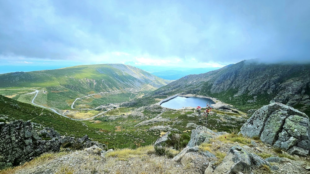 a lake in the middle of a mountain range