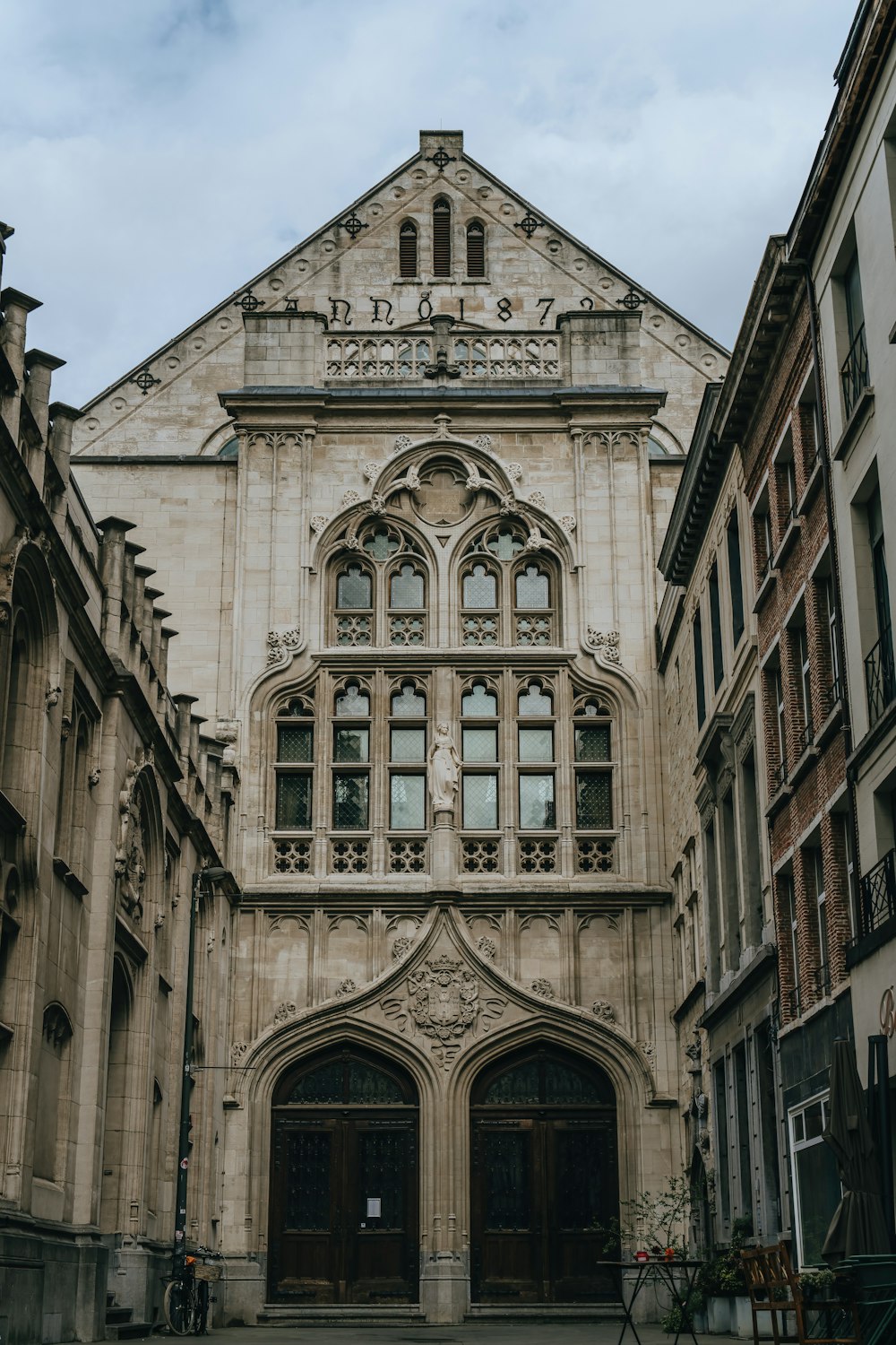 a large building with a clock on the front of it