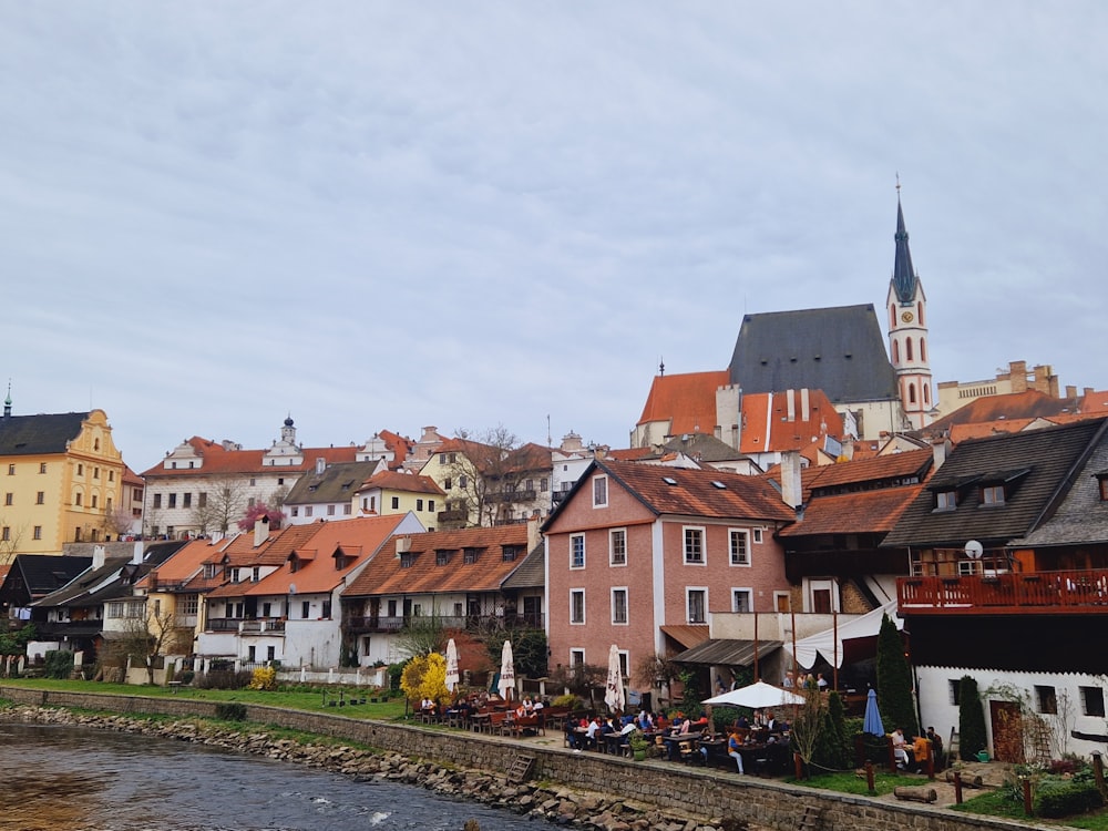 a river runs through a city with lots of buildings