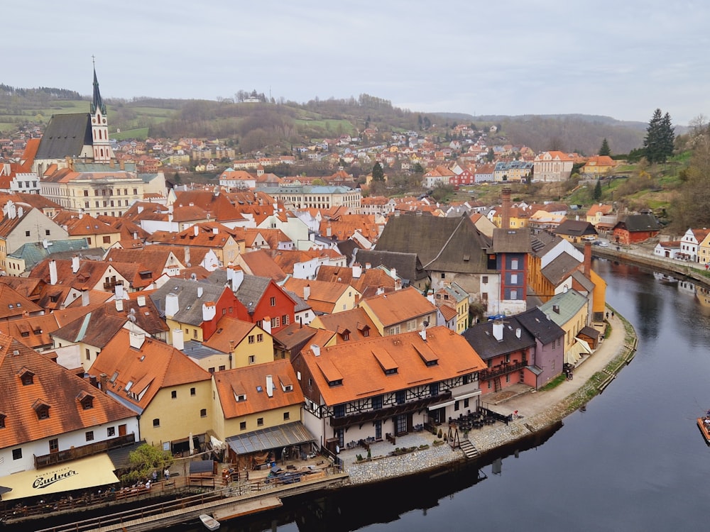 a river running through a city with lots of buildings