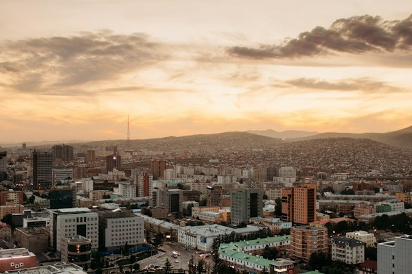 A view of a city with mountains in the background — Ulaanbaatar, Mongolia