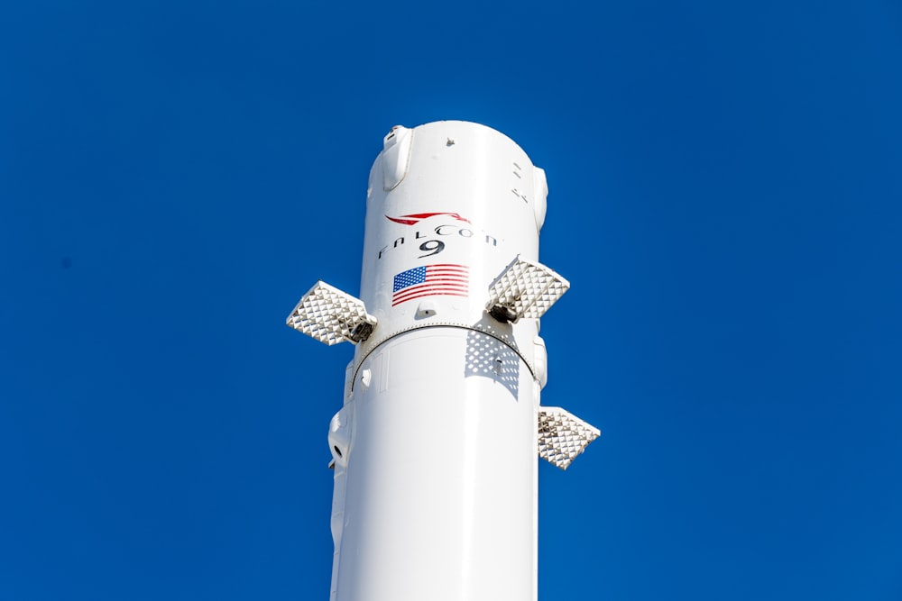 a large white object with a flag on it