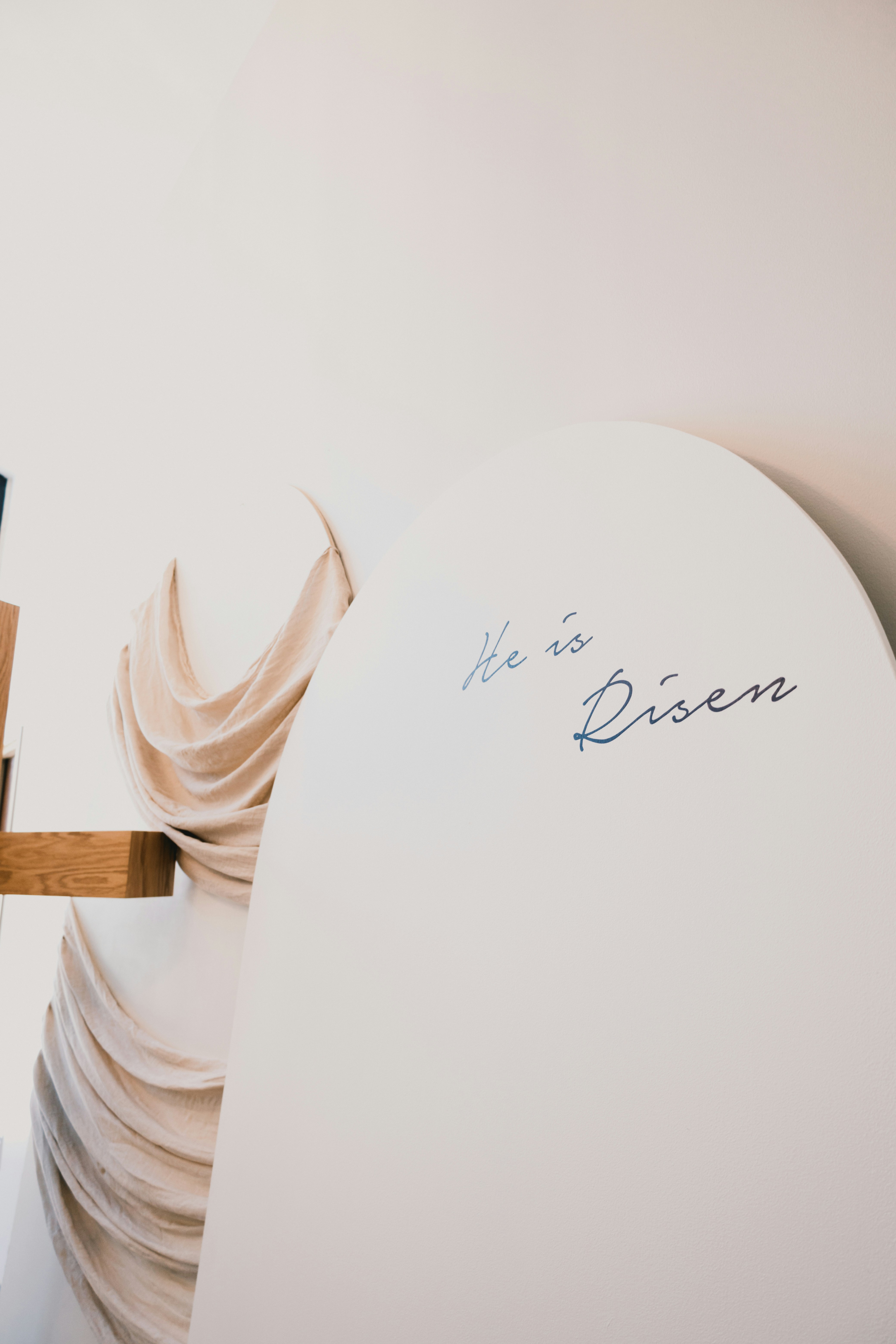 there is a white chair with a sign on it