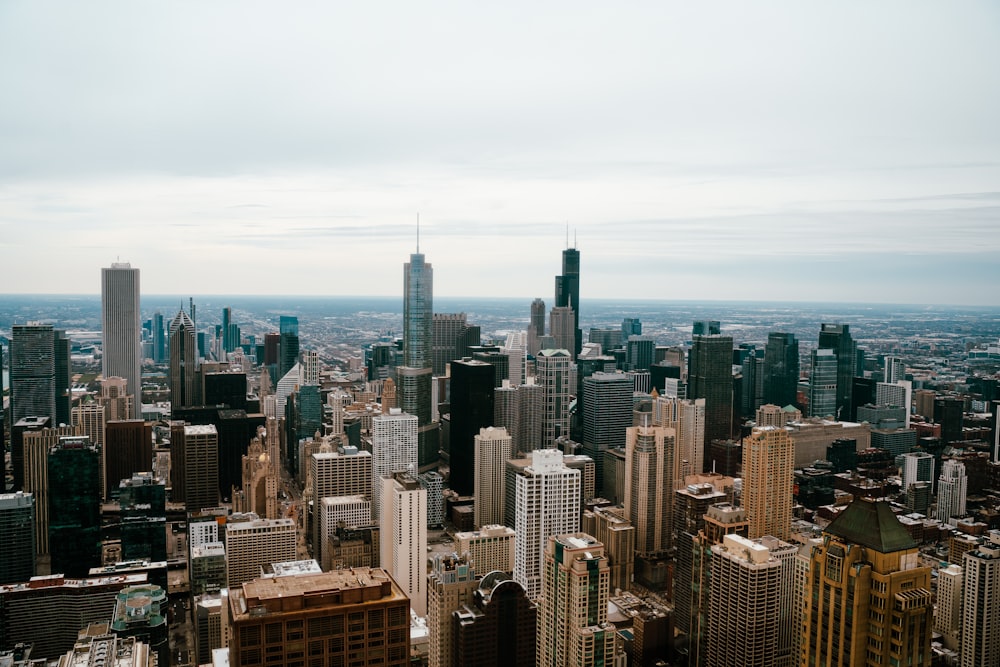 a view of a city from the top of a building