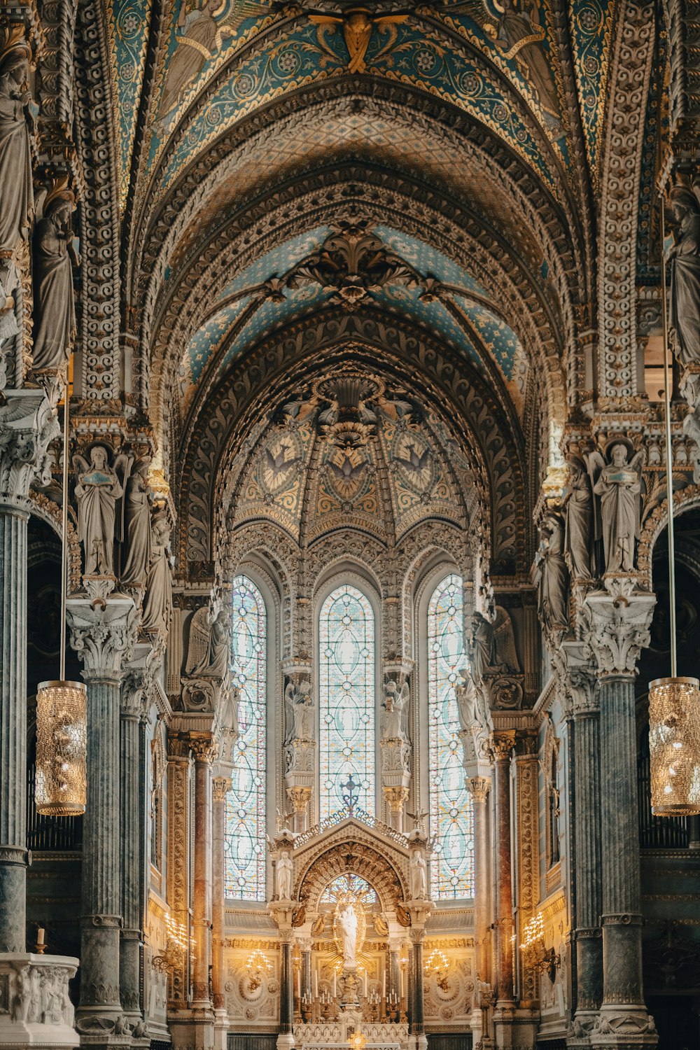 a church with a large stained glass window