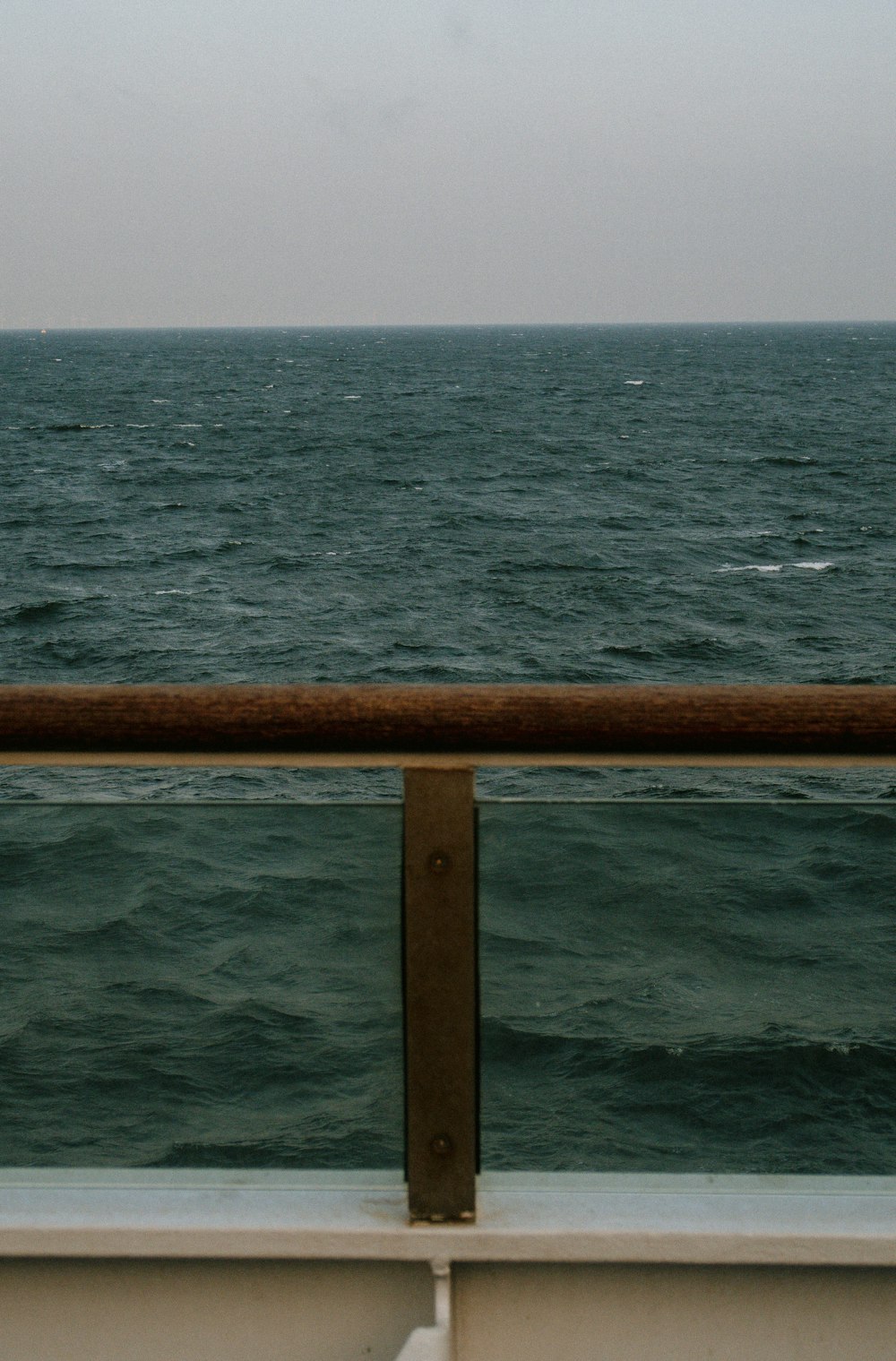 a view of a body of water from a ship