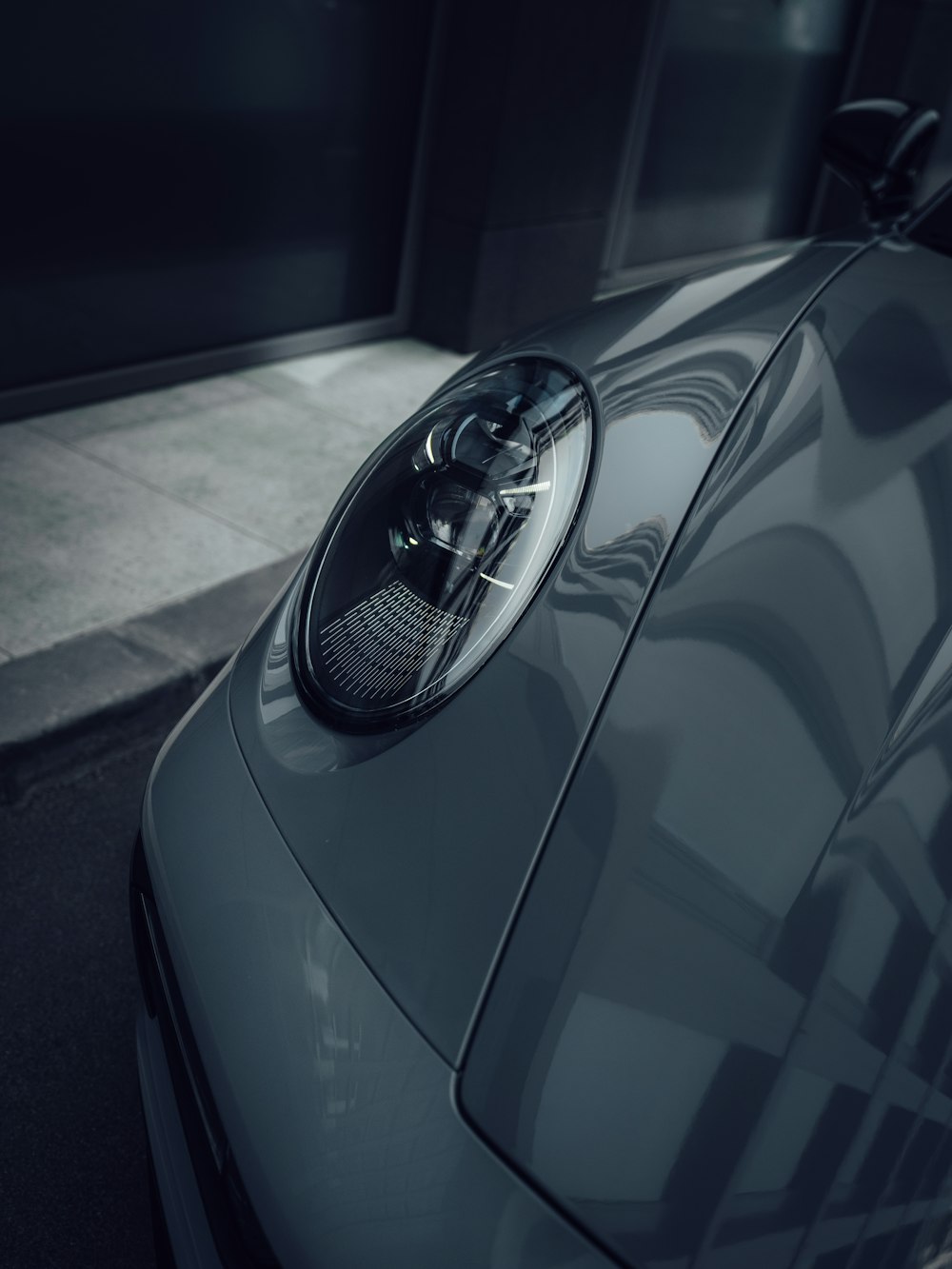 a close up of a black sports car