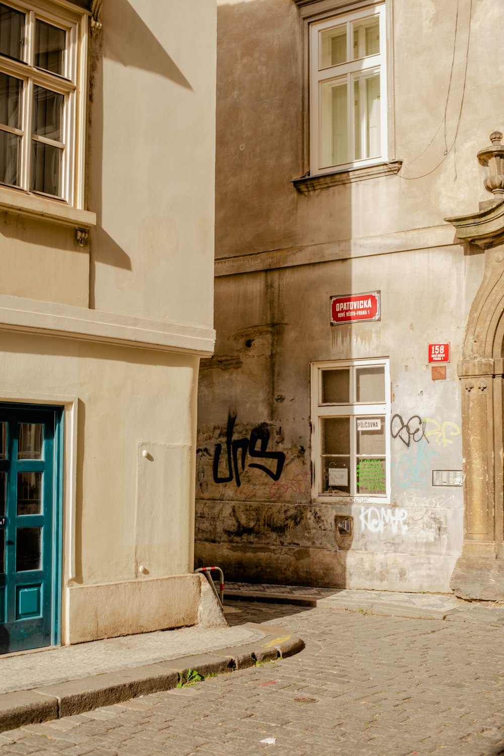 a building with graffiti on the side of it