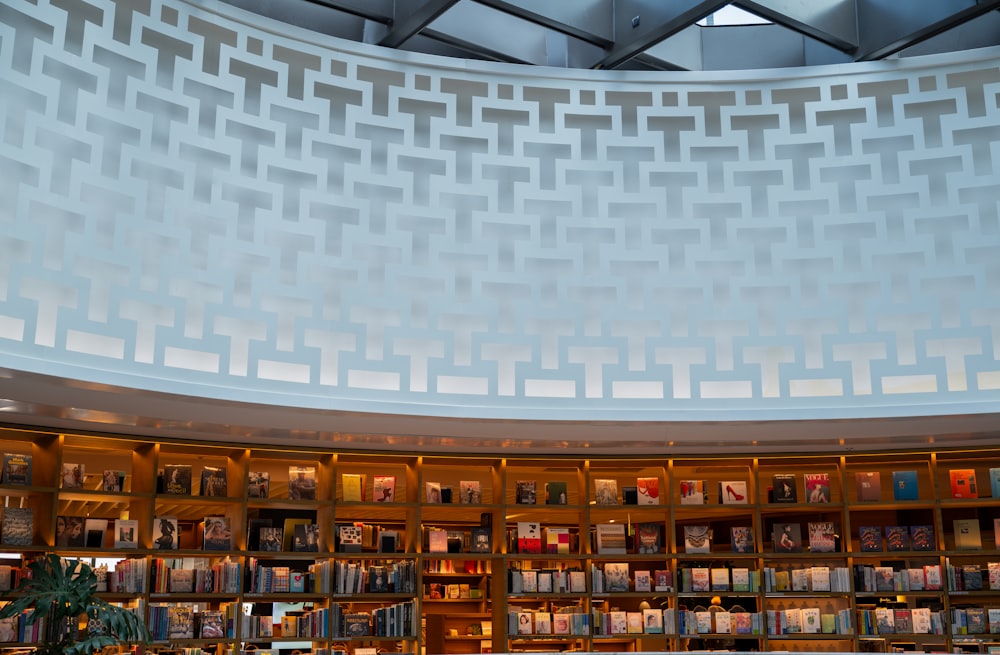 a circular room with a lot of books on the shelves