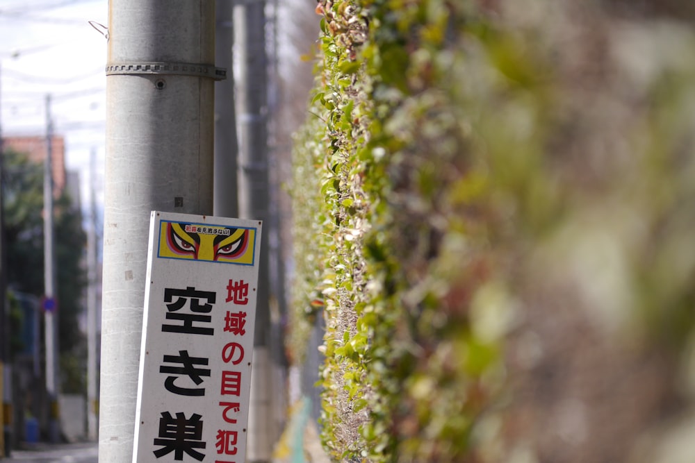 a sign on a pole on a city street