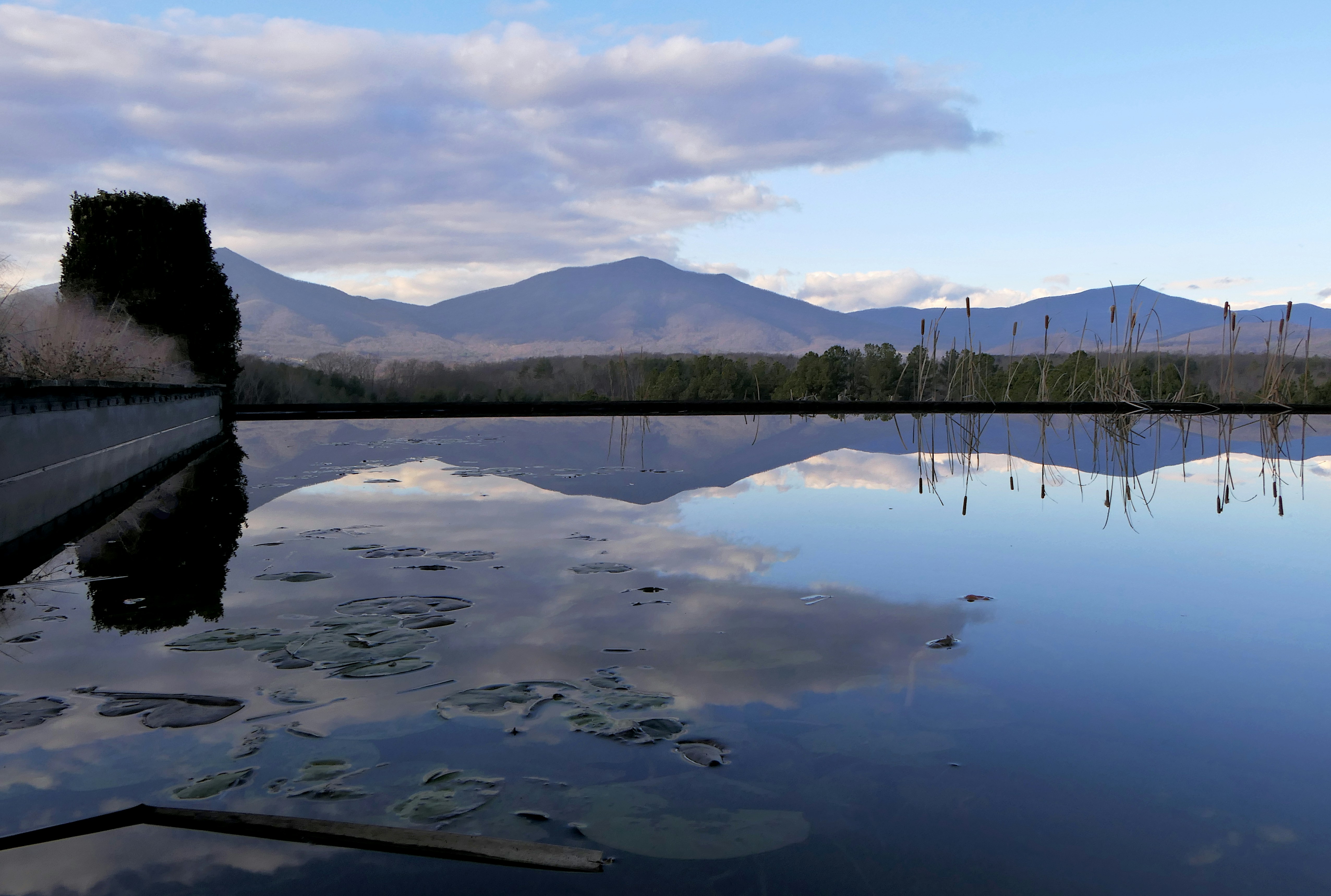 A large lake or fjord surrounded by mountains