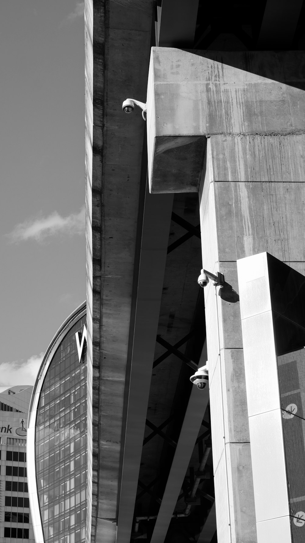 a black and white photo of a tall building