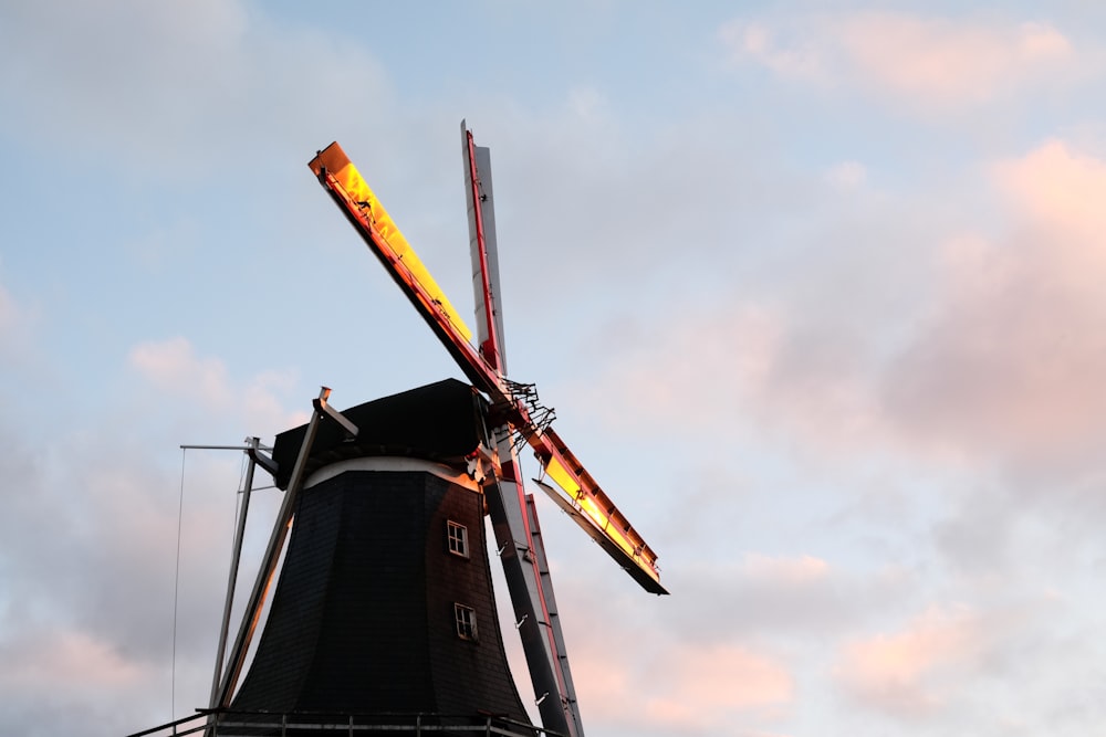 a windmill with a light on top of it