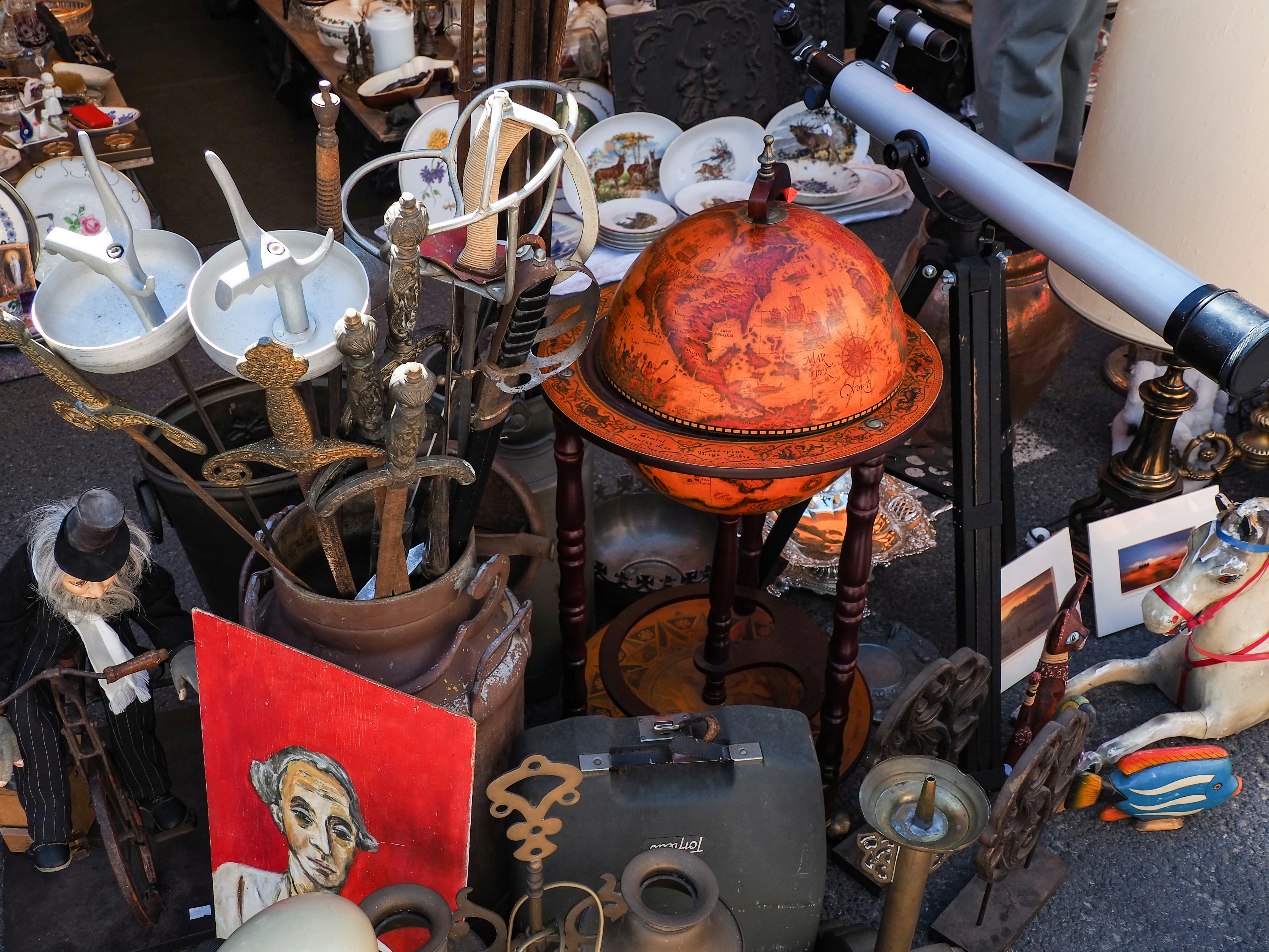A table topped with assorted curated items — evidence of a life examined with taste