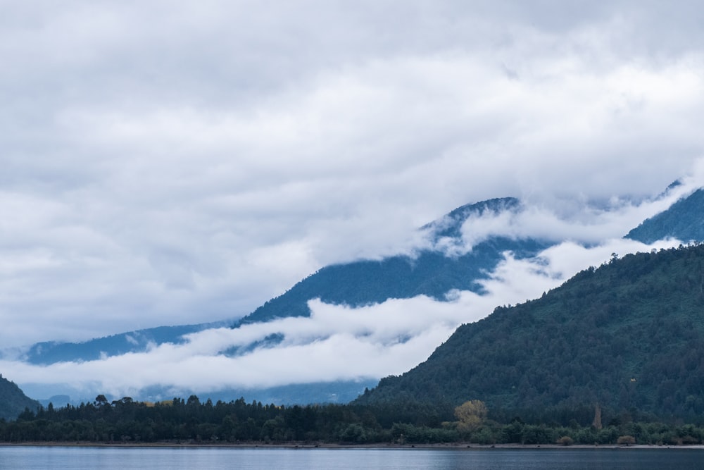 a large body of water surrounded by mountains