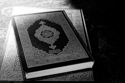 a black and white photo of a book