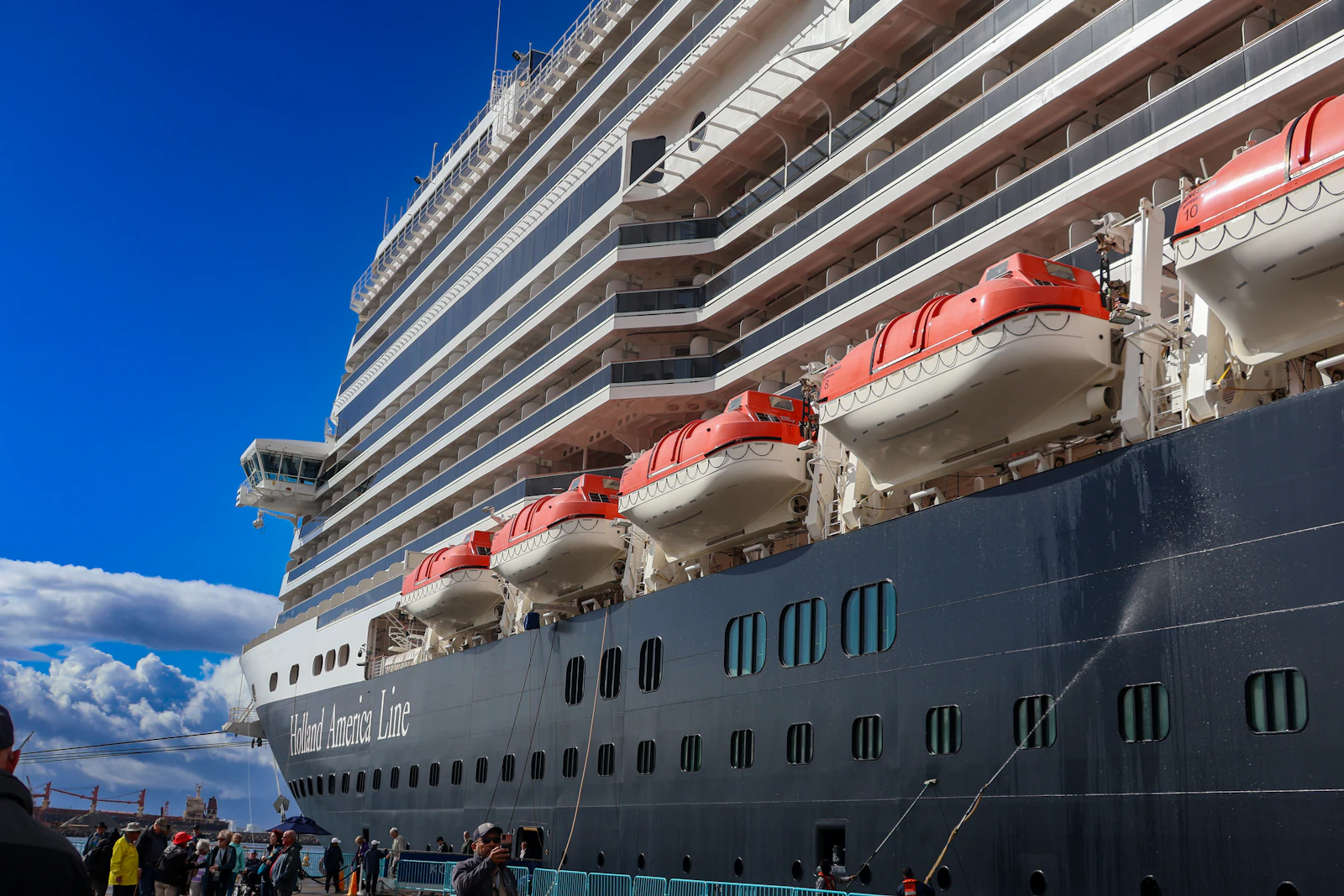 Holland America cruise ship docked at port