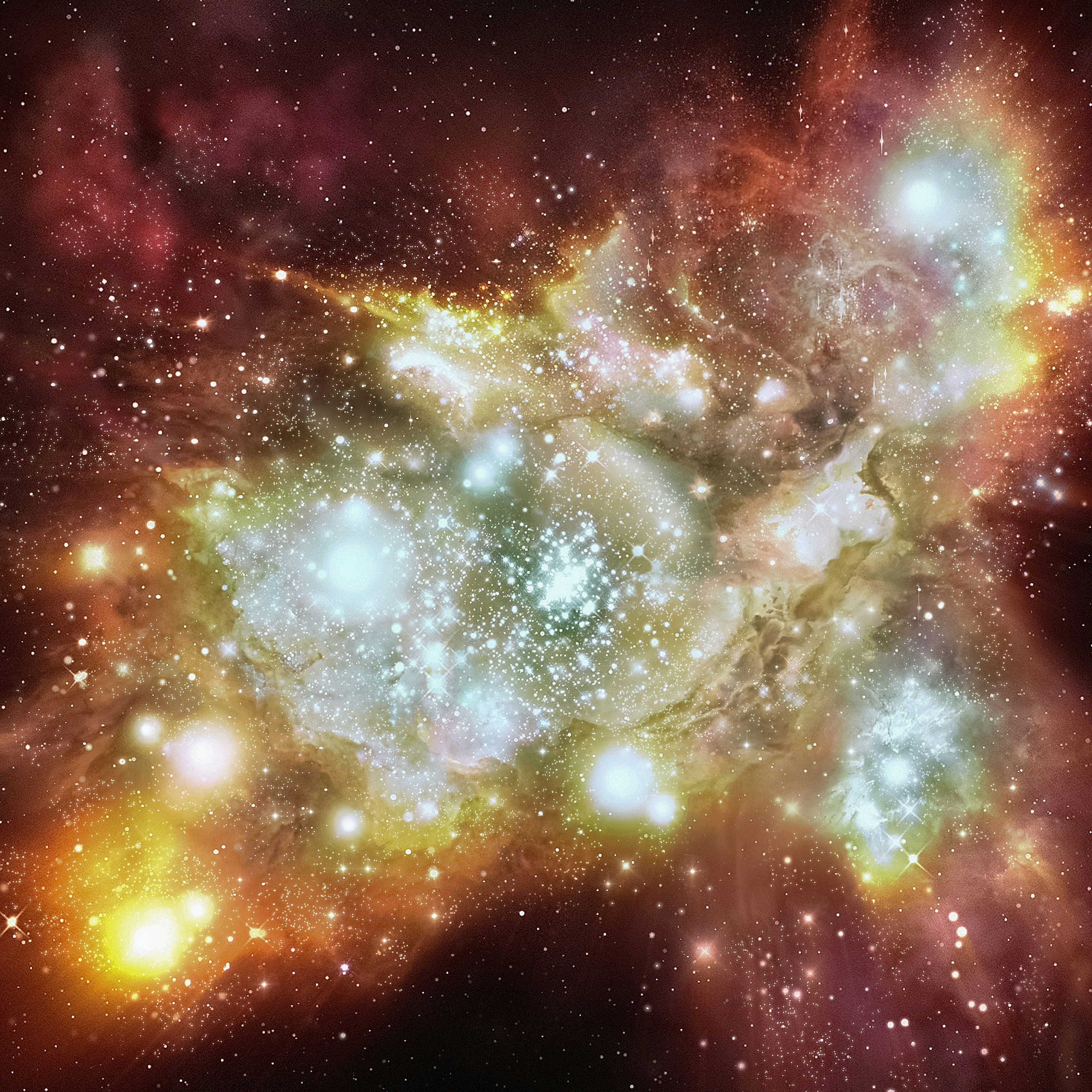 a large star cluster in the middle of a space filled with stars
