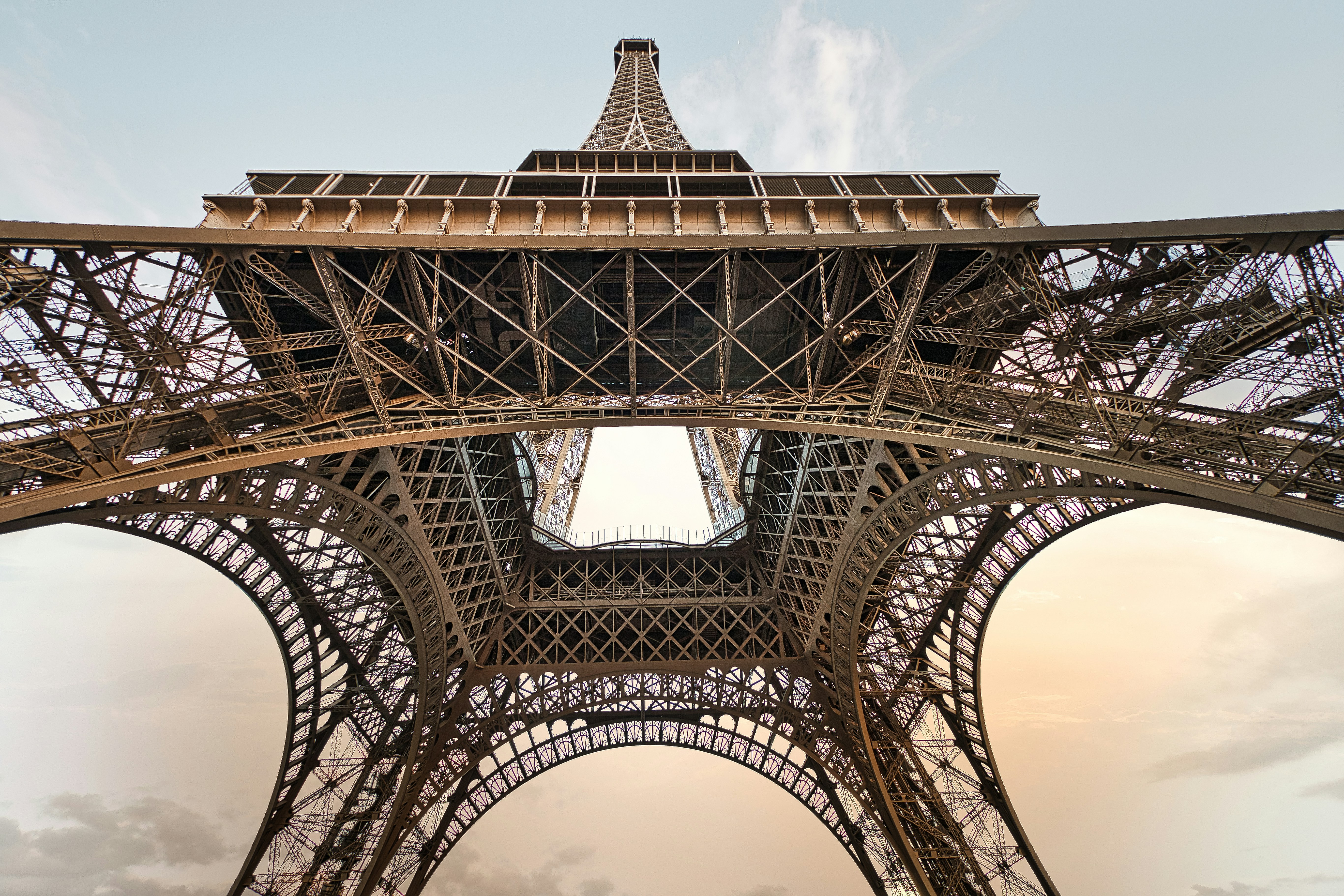 a view of the top of the eiffel tower