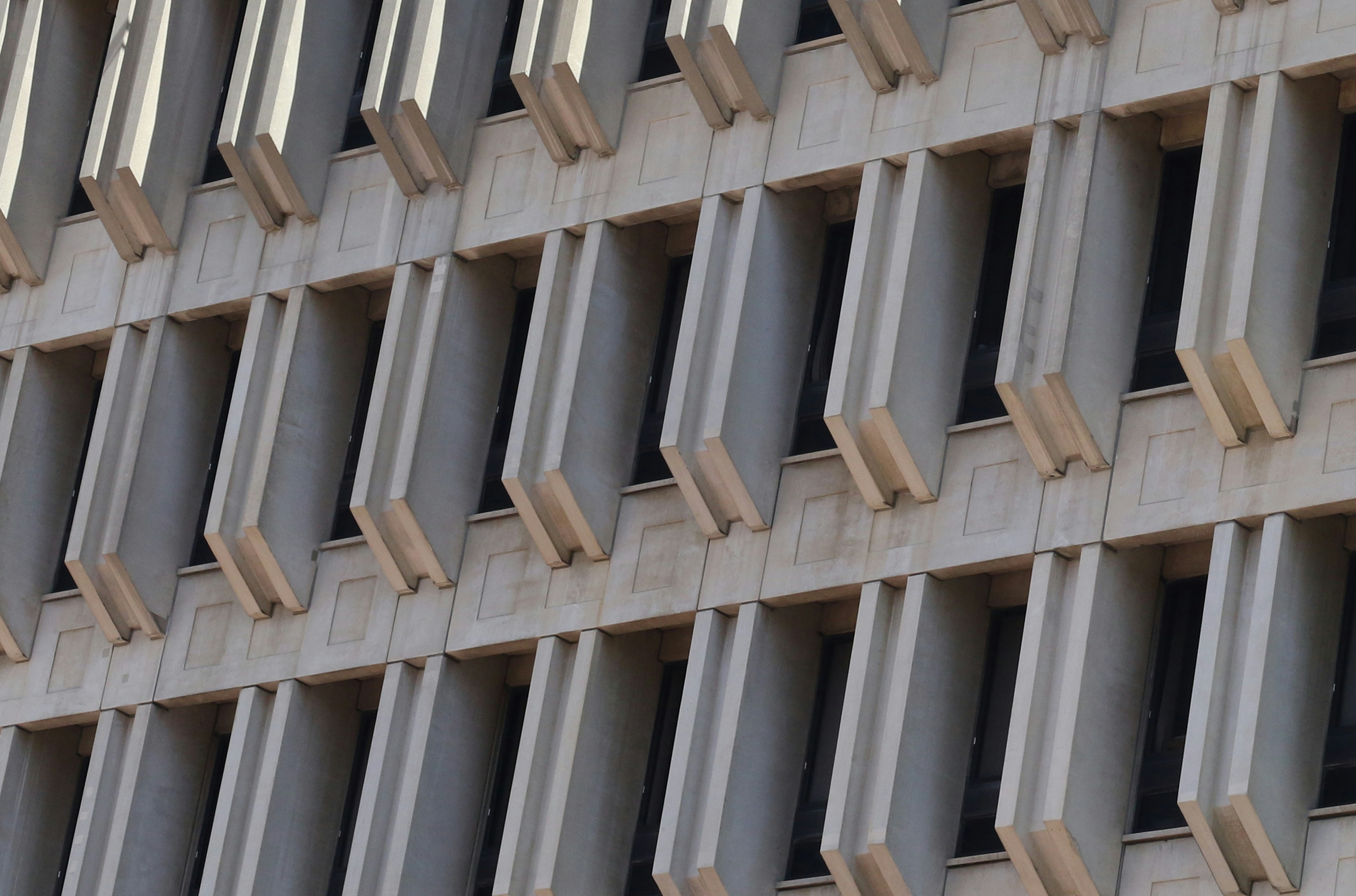 a close up of a building with many windows