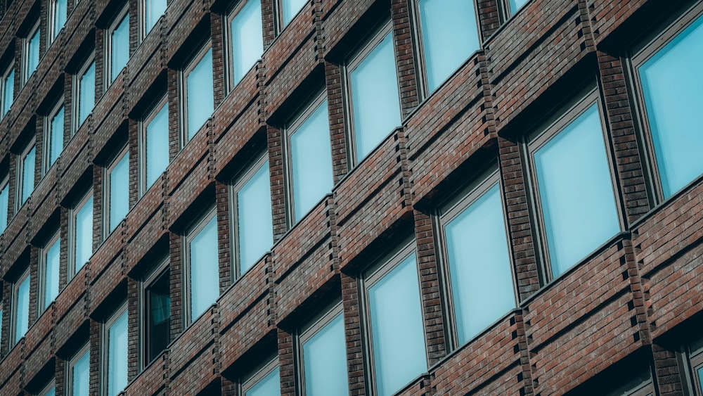 a close up of a building with many windows