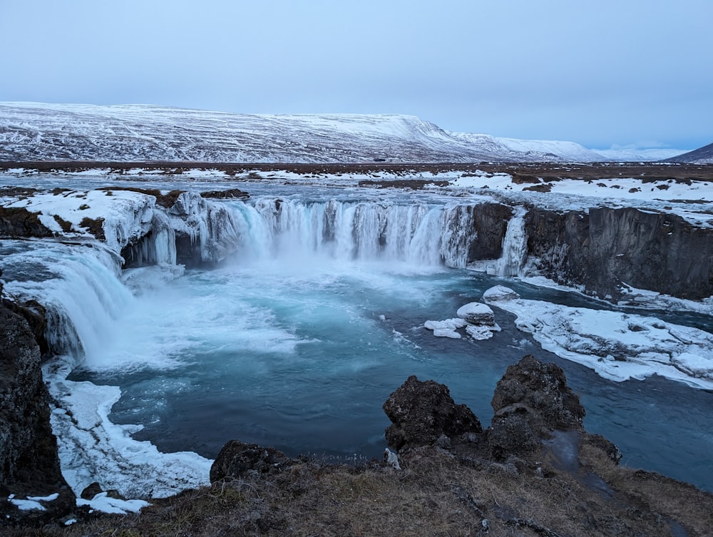 a frozen waterfall in the middle of nowhere