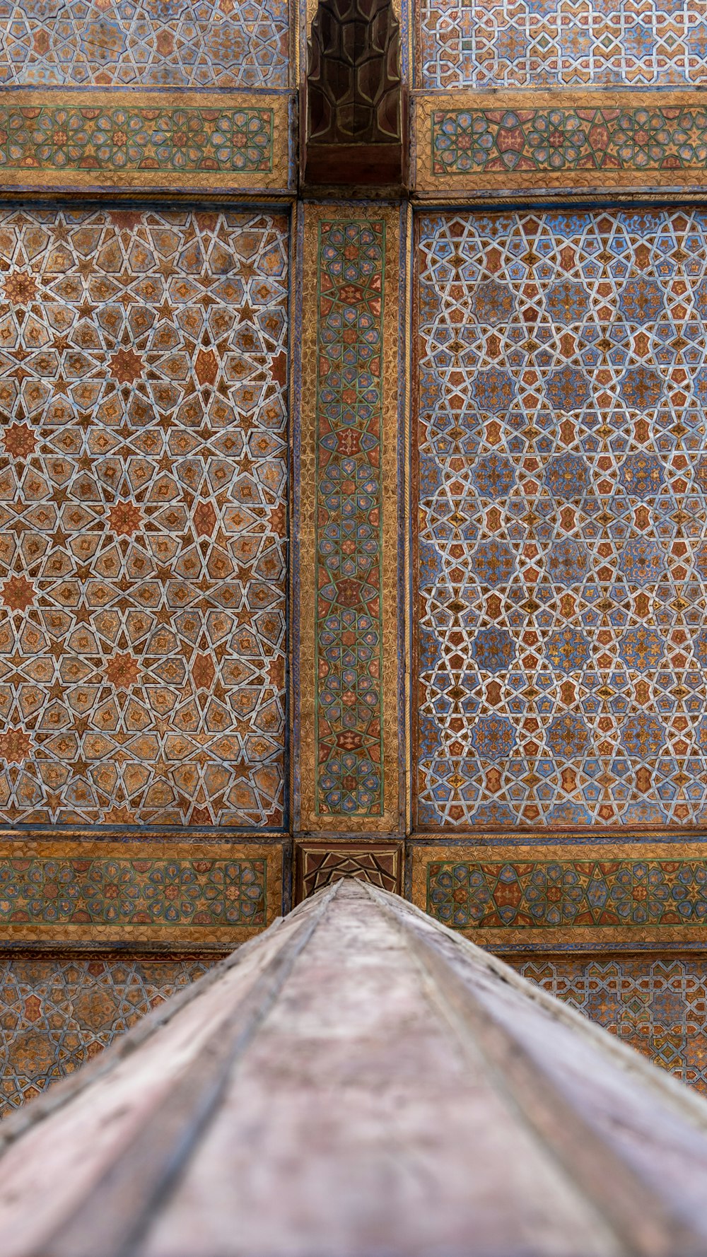 a close up view of a decorative wall