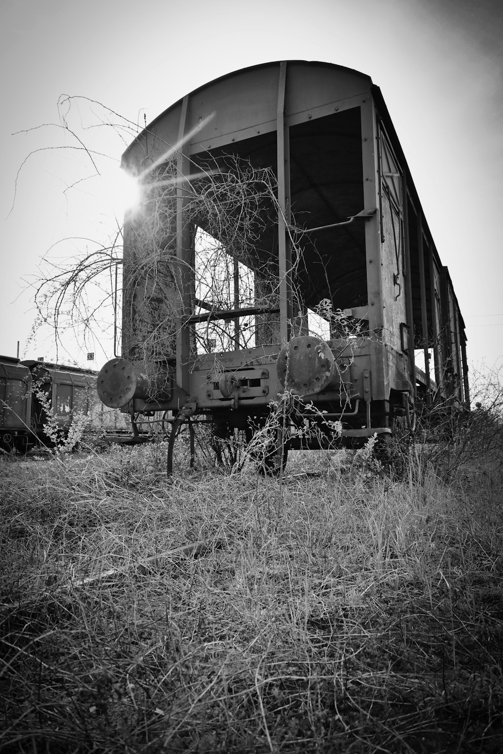 a black and white photo of a train car