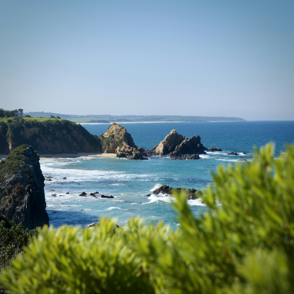 a view of the ocean from a cliff