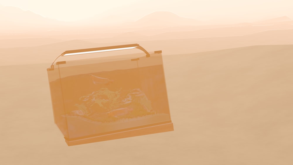 a bag floating in the air over a desert