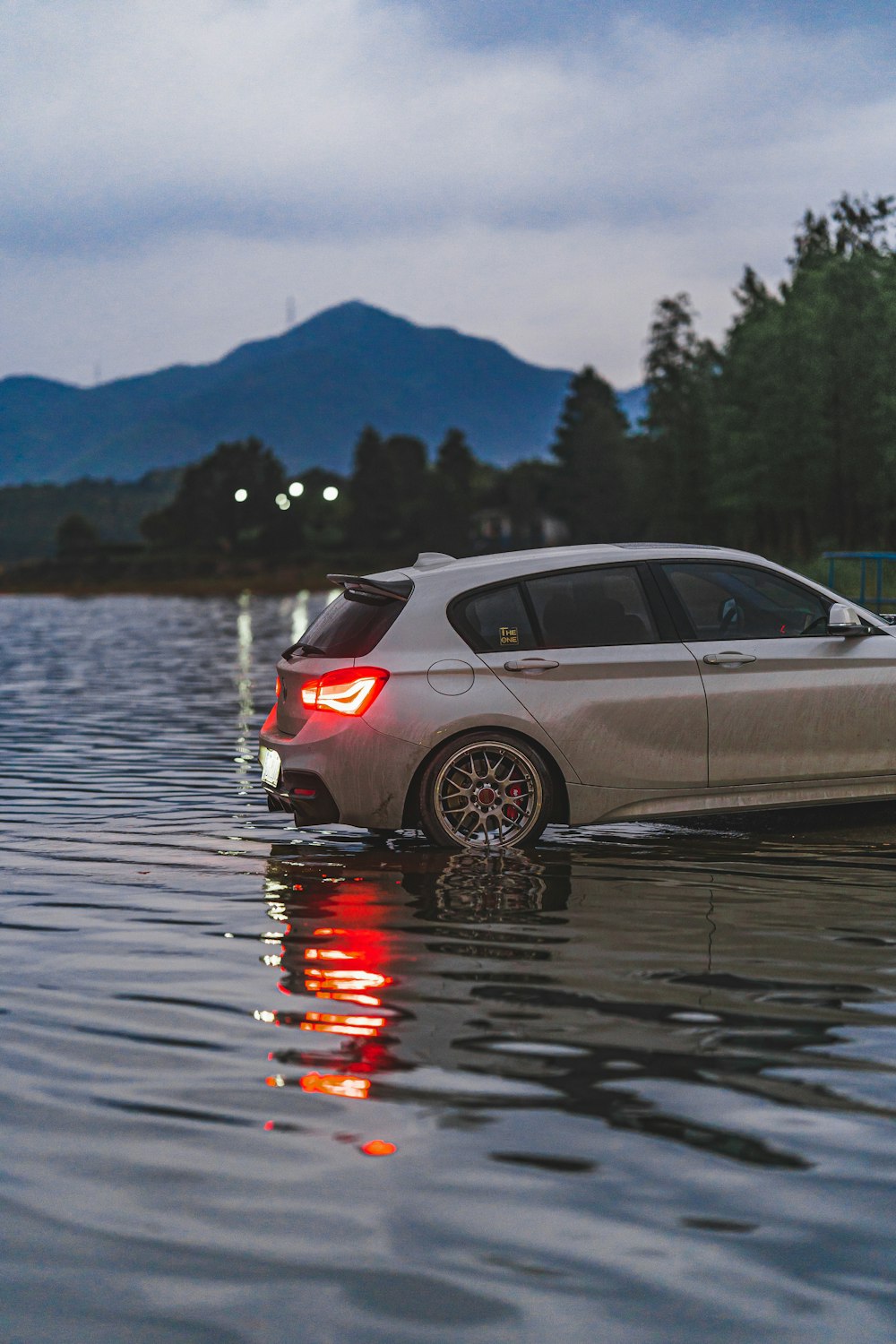 a car is submerged in a body of water