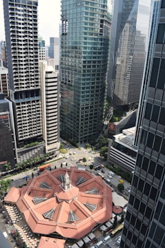 a view of a city from a tall building