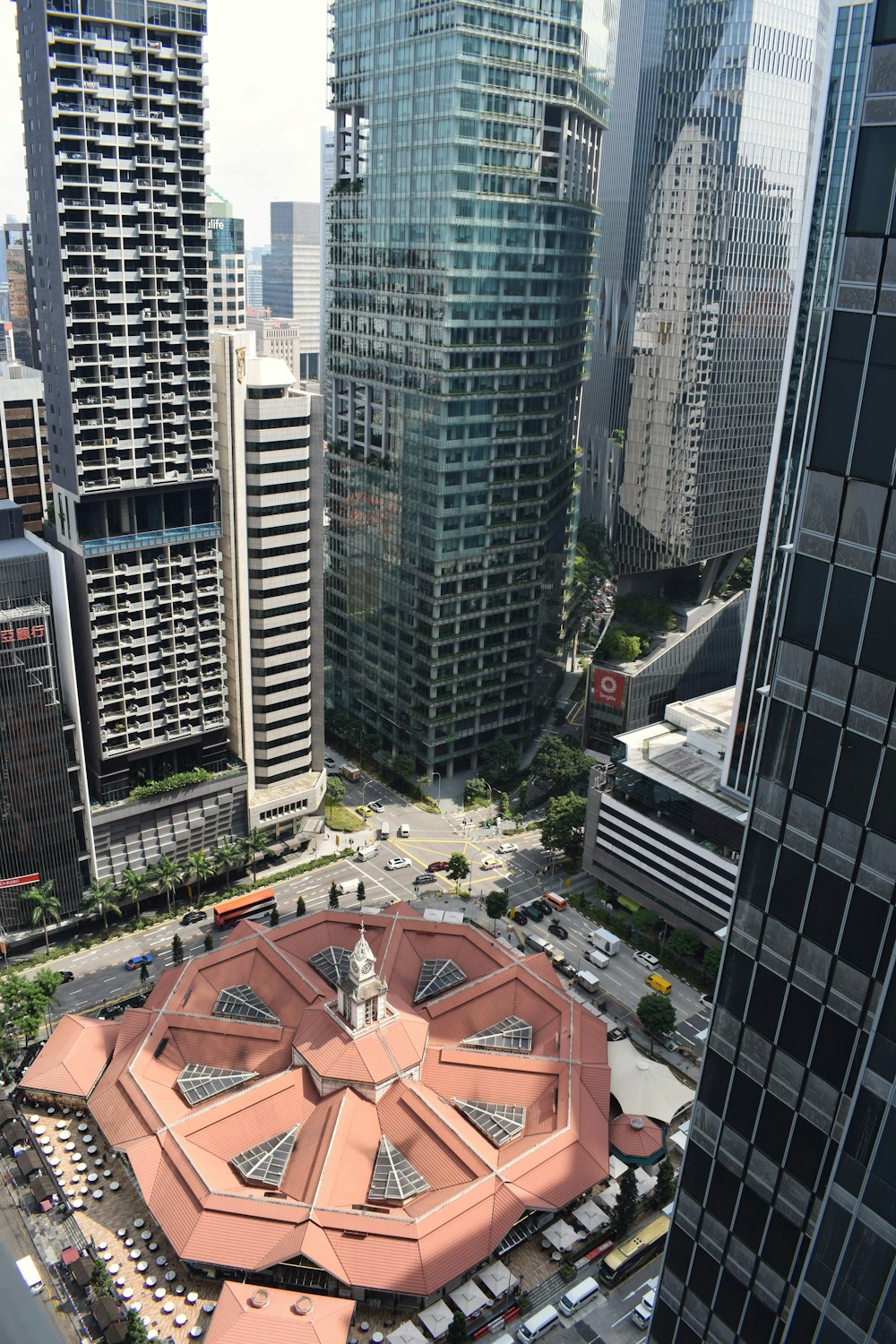 a view of a city from a tall building