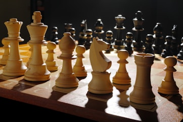 a chess board with a lot of chess pieces on it