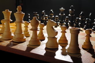 a chess board with a lot of chess pieces on it