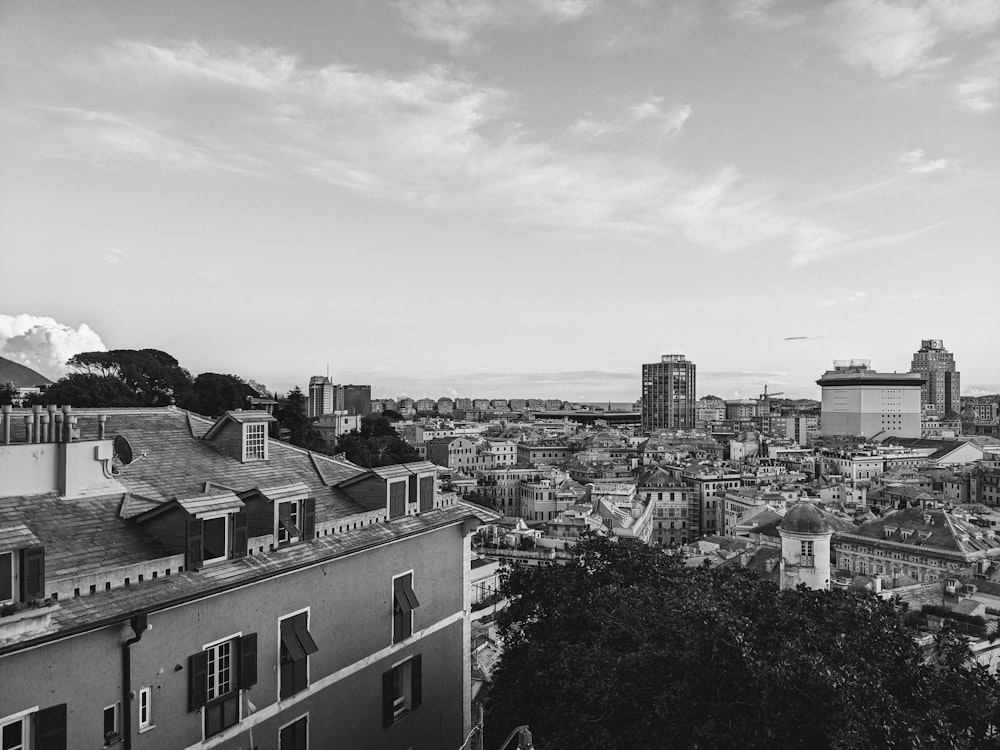 a black and white photo of a city