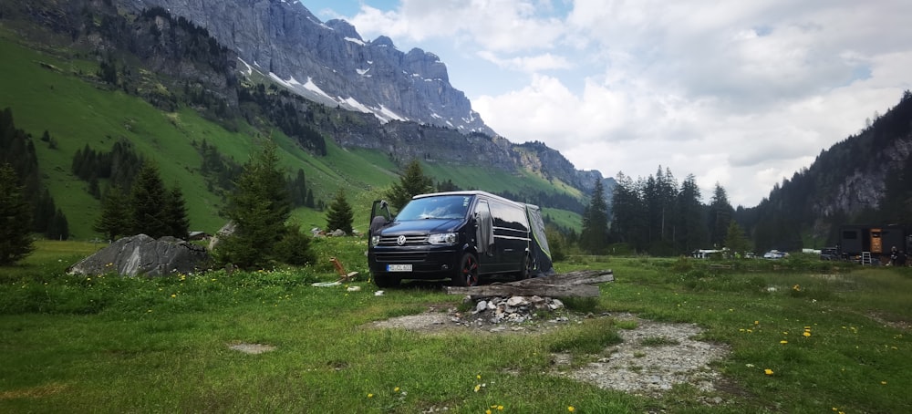 a van that is sitting in the grass