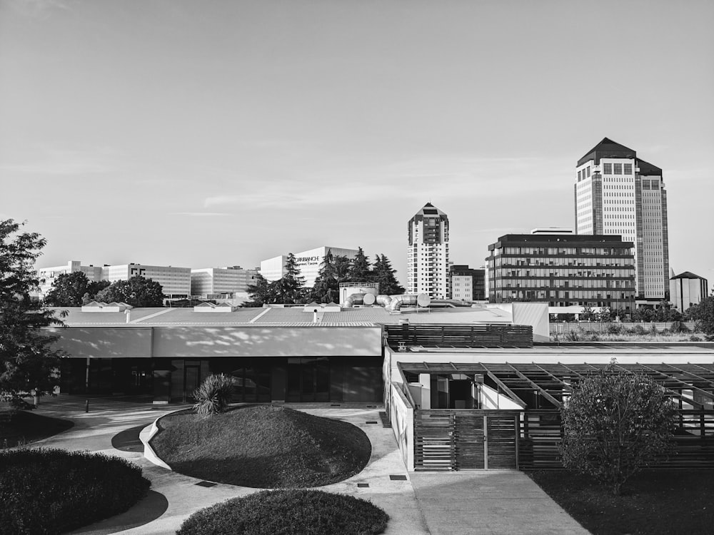 a black and white photo of a city