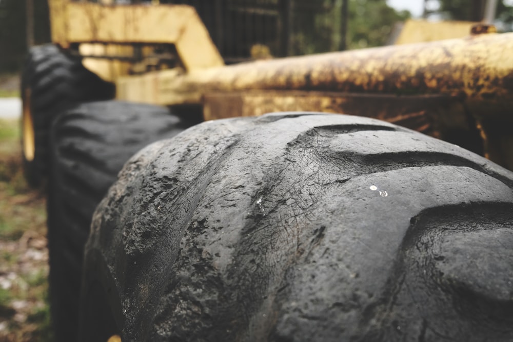 a close up of a tire on a truck