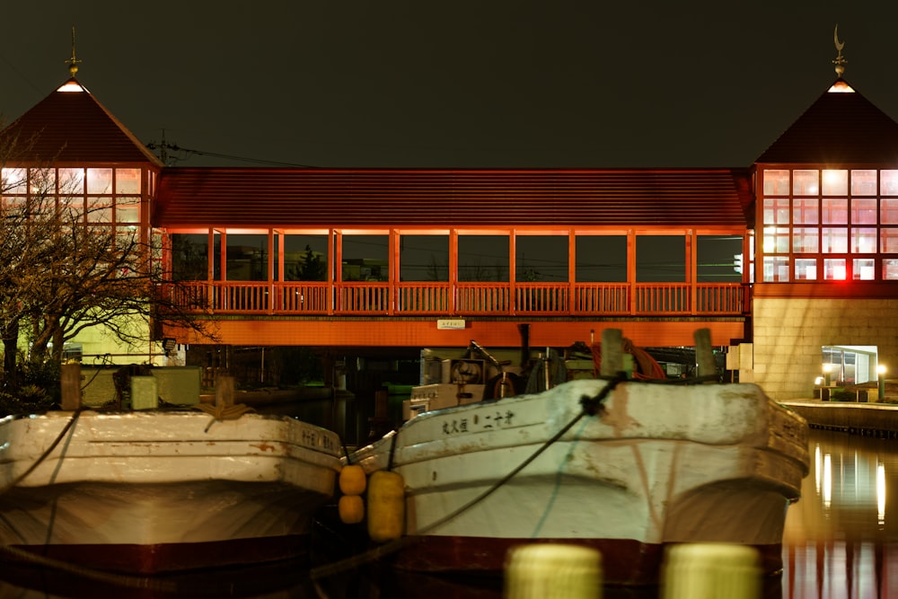 a couple of boats that are sitting in the water