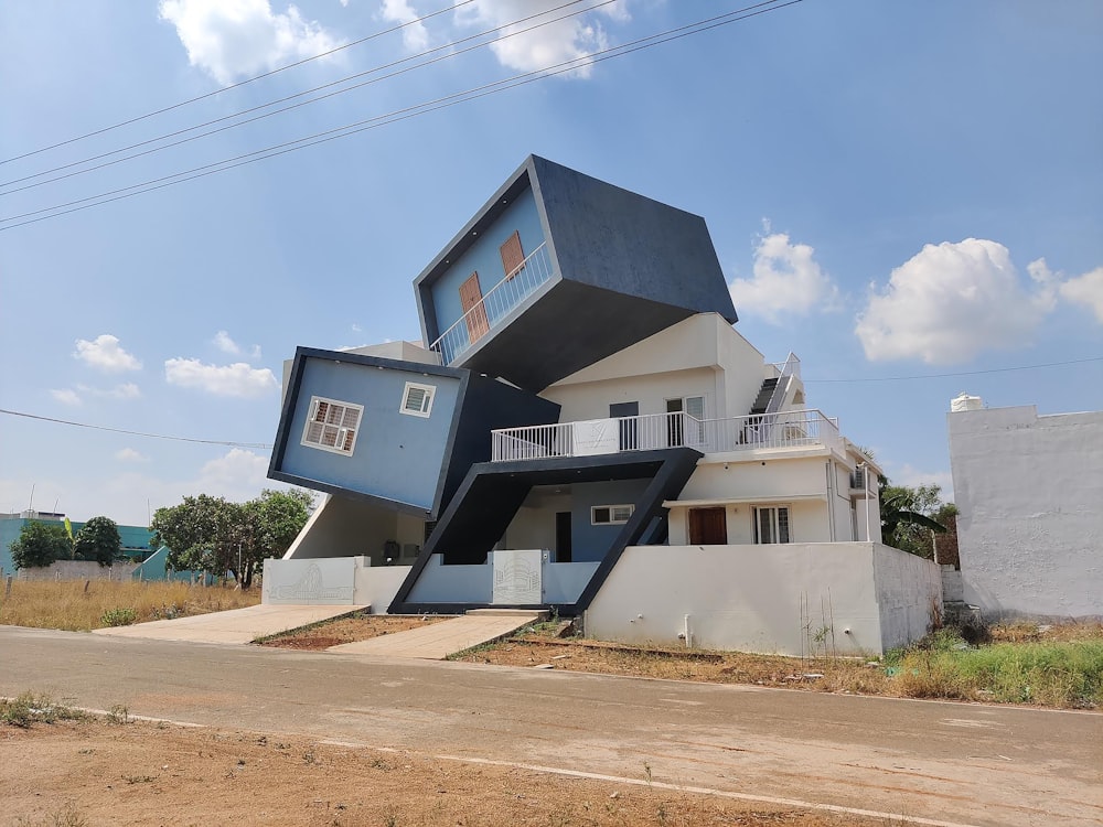 a house that is upside down on the ground