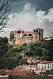 a castle on top of a hill surrounded by trees