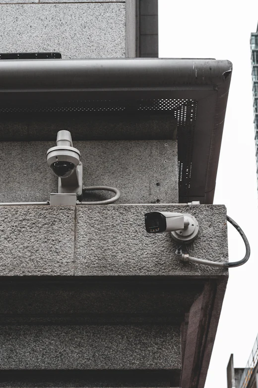Security camera on the side of a building
